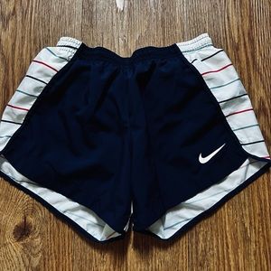 Nike blue red & white running shorts